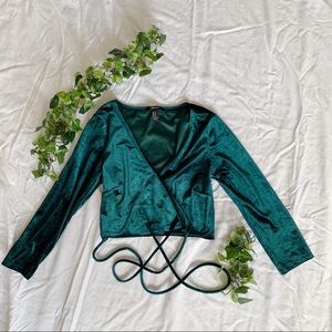 Velvet green wrap crop top!